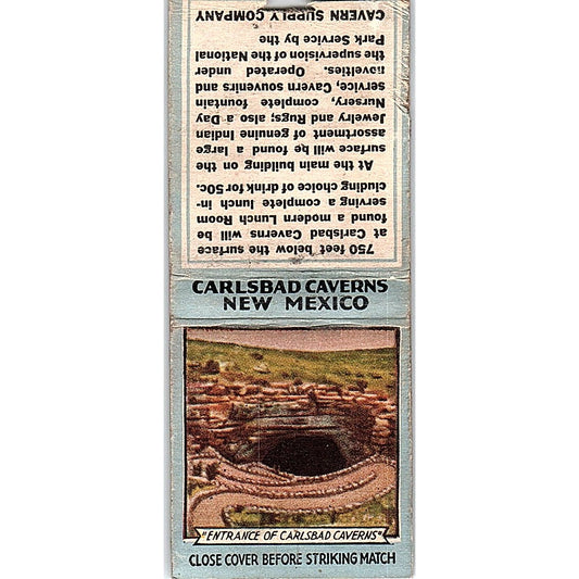 Entrance of Carlsbad Caverns NM Vintage Matchbook Cover SC7-Y8