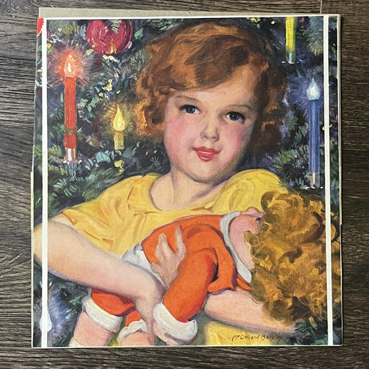 McClelland Barclay Cover Image Review Dec 1928 Christmas Girl Doll 8x8 Print V2