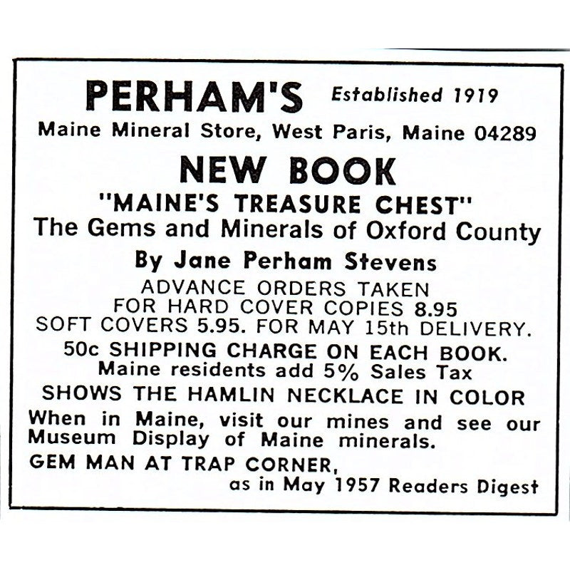 Perham's Maine Mineral Store West Paris ME 1972 Ad AF8-M2