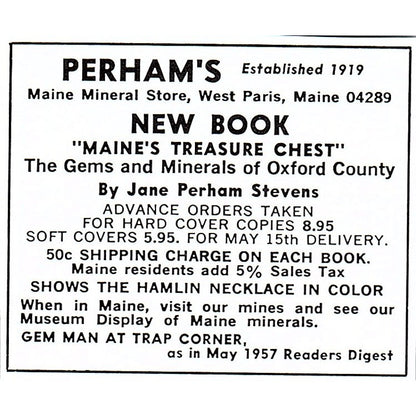 Perham's Maine Mineral Store West Paris ME 1972 Ad AF8-M2