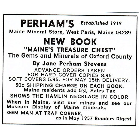 Perham's Maine Mineral Store West Paris ME 1972 Ad AF8-M2