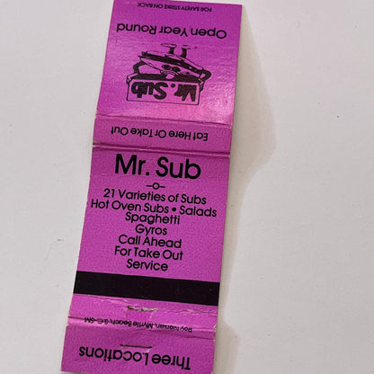 Mr. Sub Sandwich Restaurant Myrtle Beach SC Vintage Matchbook Cover TB6-MB1-10