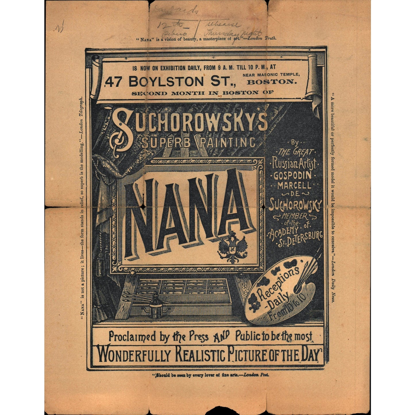 c1890 Nana Painting Marcel Suchorowski Exhibit Advertising Flyer 9.5x12 V1-1