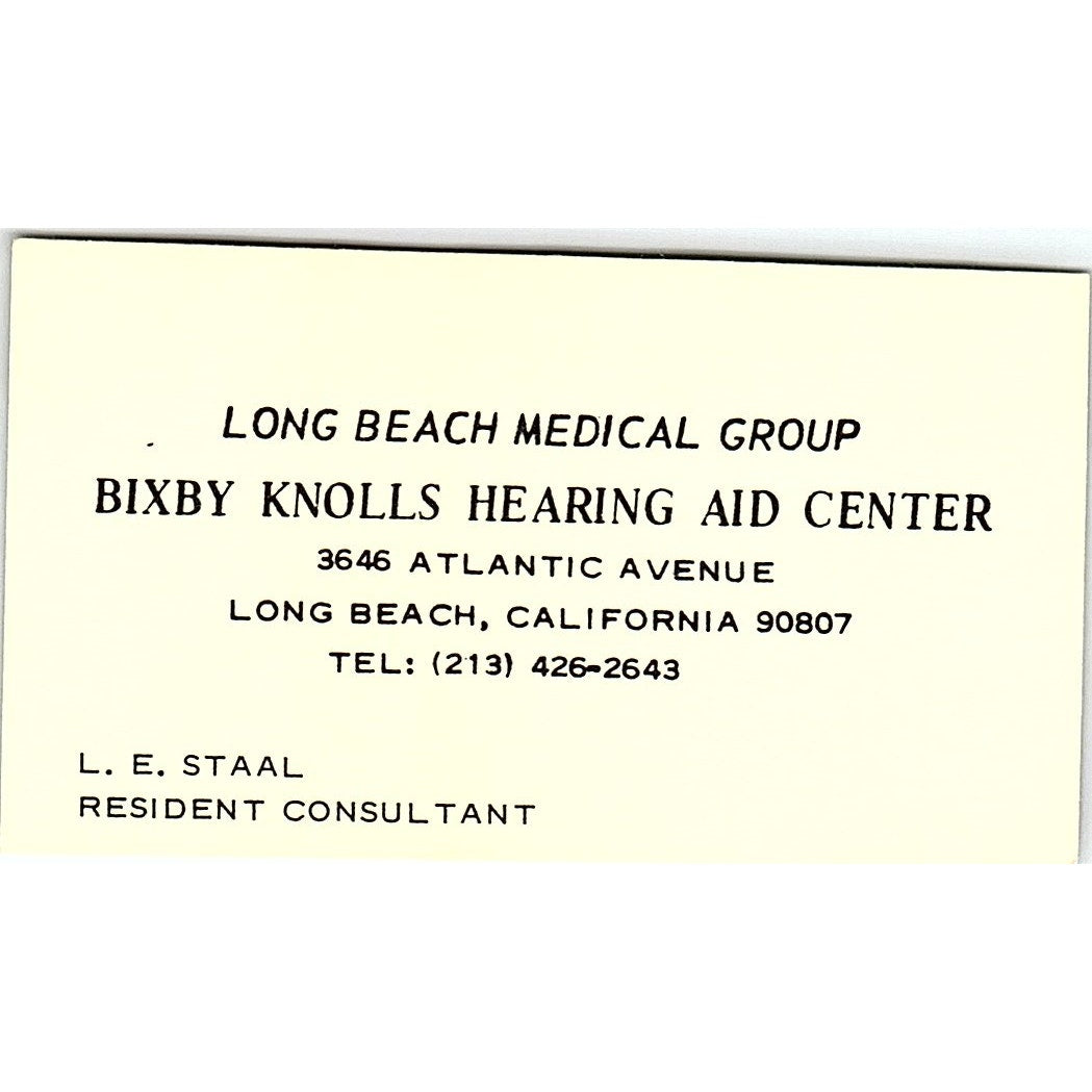 L.E. Staal Long Beach Medical Group Long Beach Vintage Business Card SD9-B11