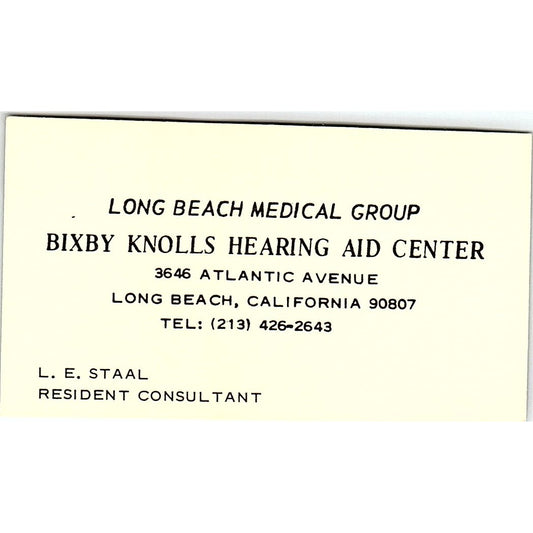 L.E. Staal Long Beach Medical Group Long Beach Vintage Business Card SD9-B11