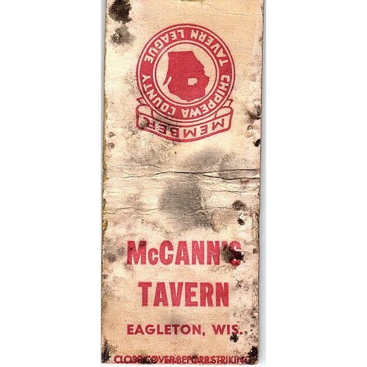 McCann's Tavern Eagleton WI Vintage Matchbook Cover SC7-Y7