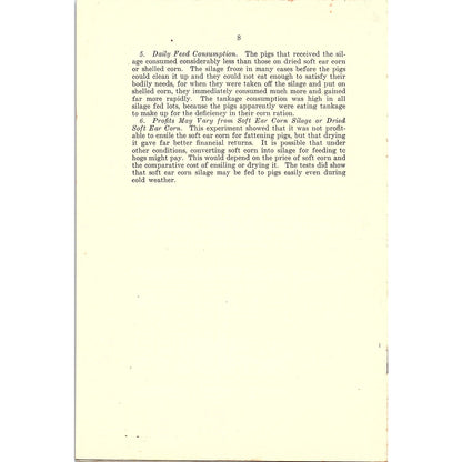 Feeding Ensiled Versus Dried Soft Ear Corn to Swine 1930 Farm Bulletin TK2-XB6