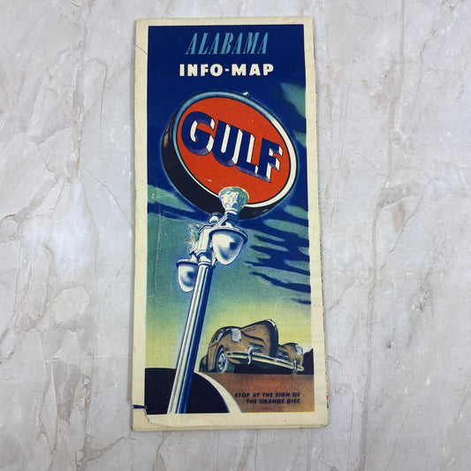 c1940 Gulf Oil Alabama Info-Map Fold Out TI8-S4