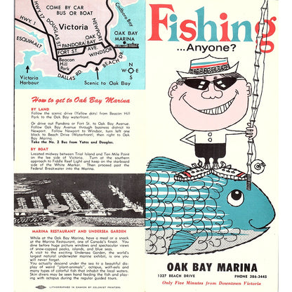 Oak Bay Marina Fishing Vancouver Island Victoria 1960s Travel Brochure TH2-TB4