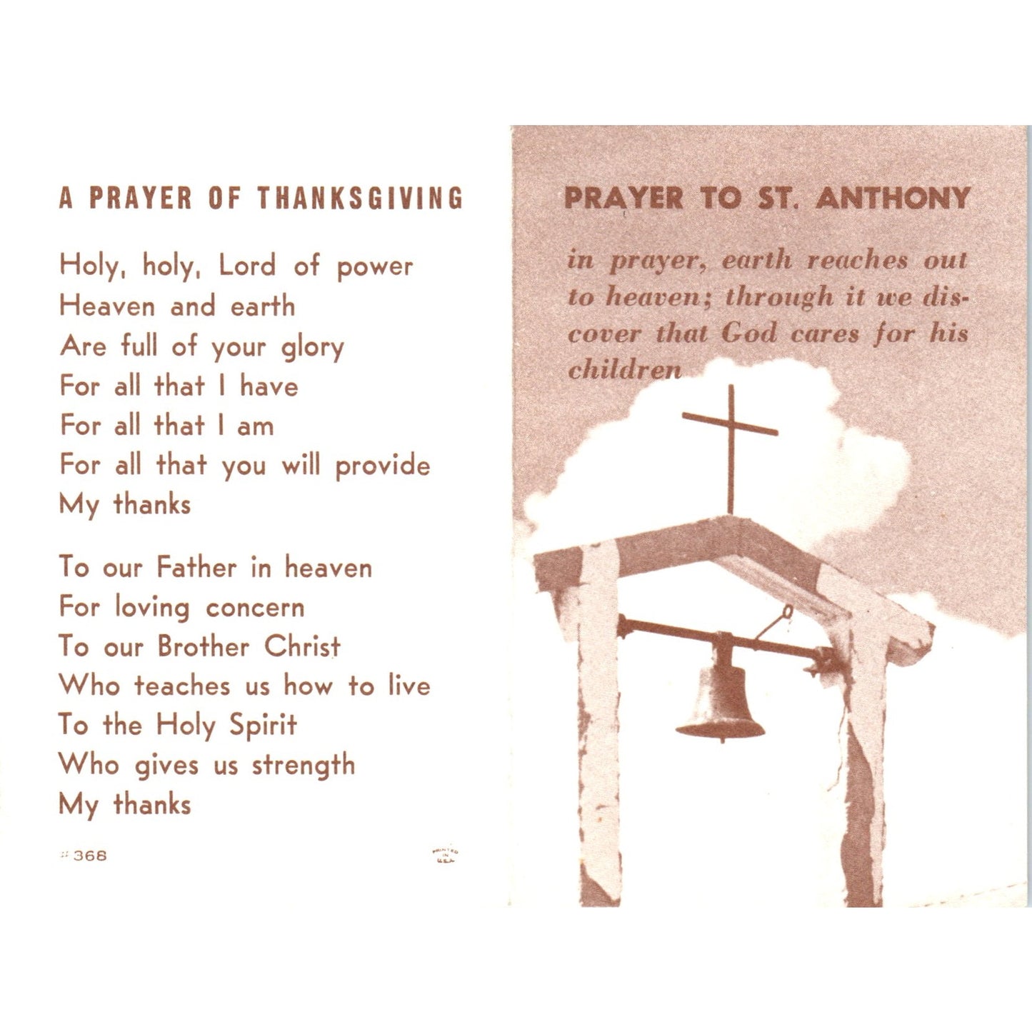 Prayers to St. Anthony Vintage Catholic Prayer Leaflet TH2-PC2