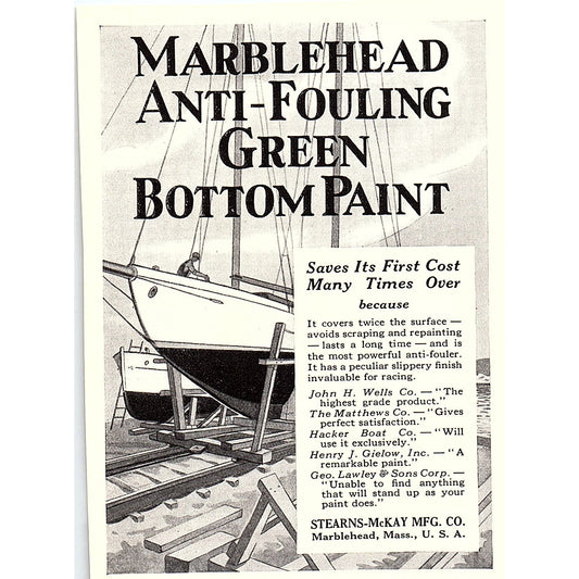 Marblehead Anti-Fouling Green Bottom Paint Stearns-Mckay Mfg MA 1932 Ad AG2-M17