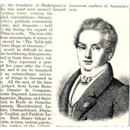1829 Victor Hugo Portrait Sketch by Le Sylphe 1892 Magazine Ad AK5-H8
