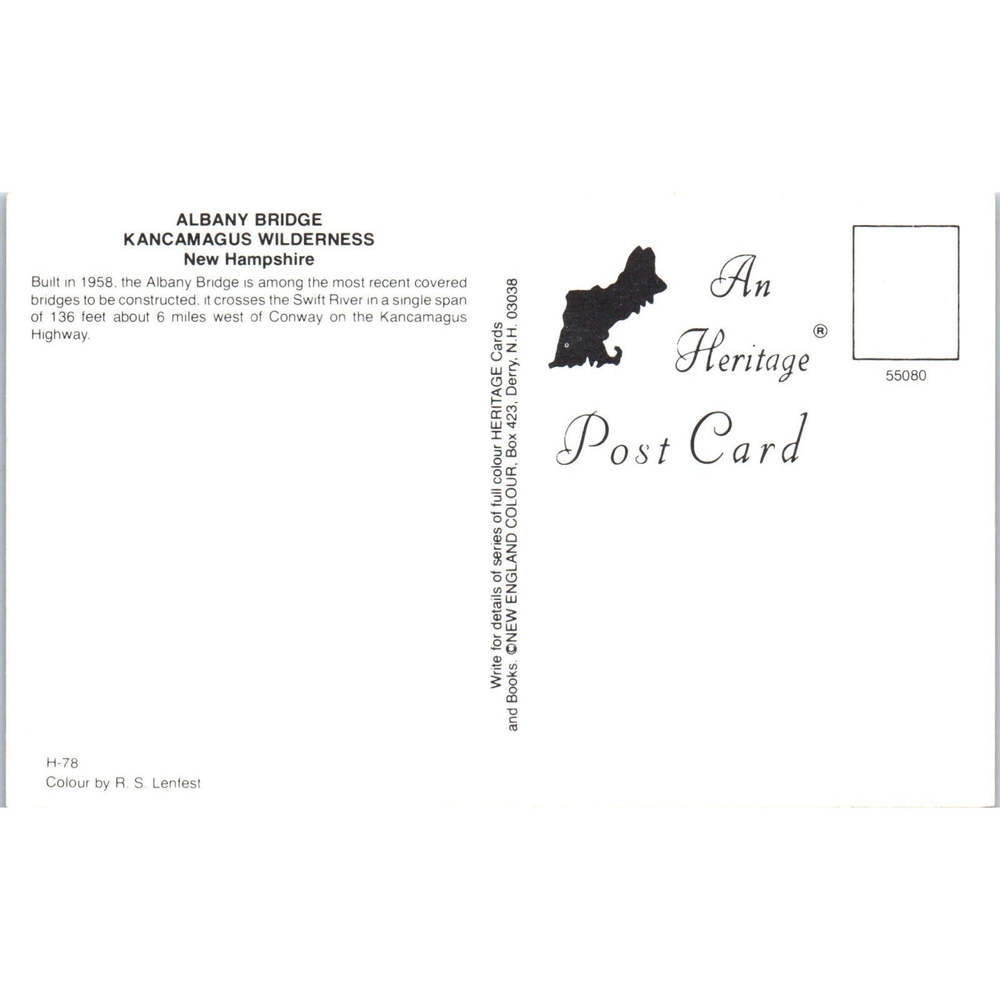 Albany Bridge Kancamagus Wilderness NH Covered Bridge Postcard PC4