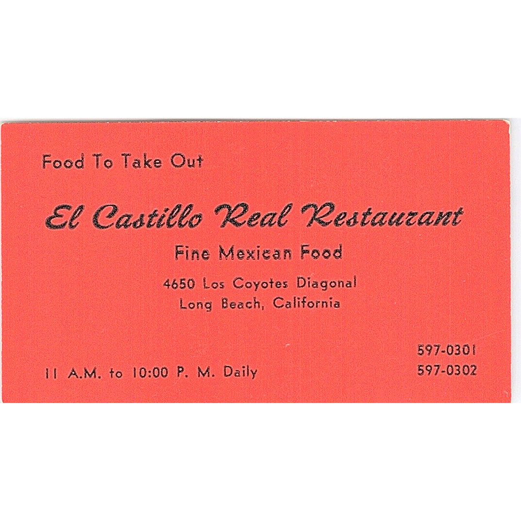 La Casa De Linares Mexican Restaurant Long Beach Vintage Business Card SD9-B11