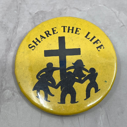 Share the Life Christian Cross Children Vintage Pinback Button TC5-PB