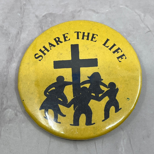 Share the Life Christian Cross Children Vintage Pinback Button TC5-PB