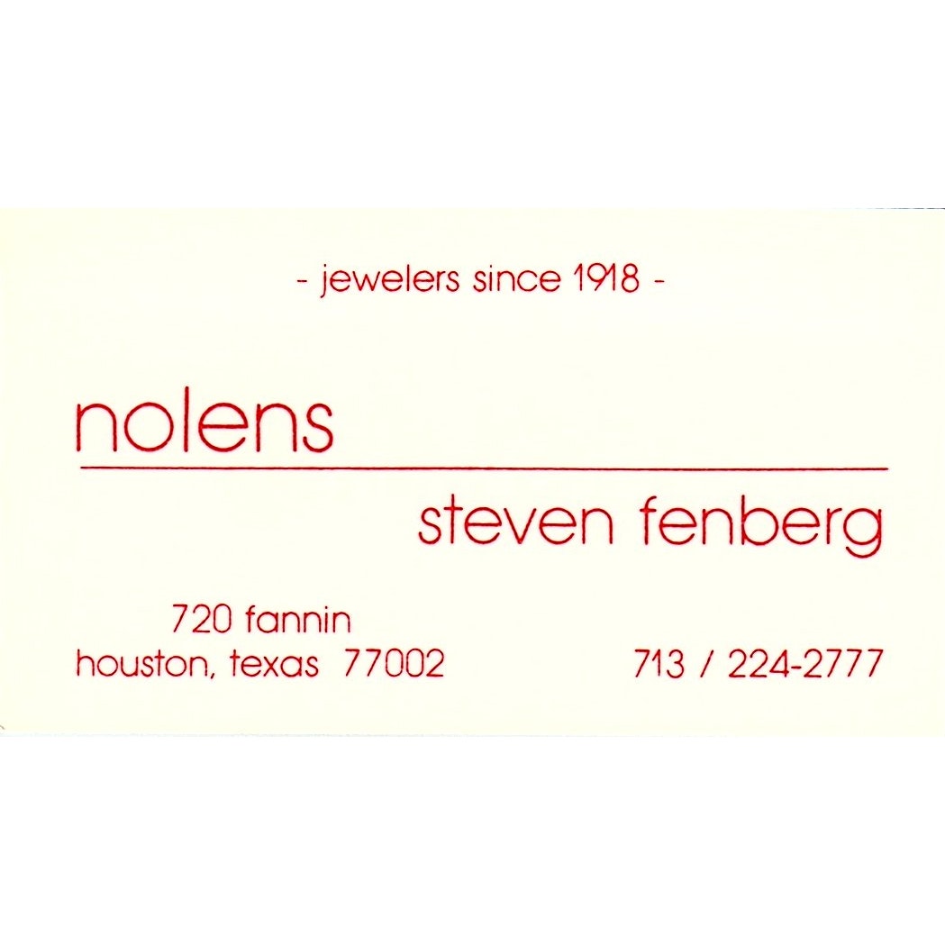 Nolens Steven Fenberg Houston Texas  Vintage Business Card SF3-B9