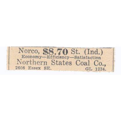 Norco Northern States Coal Co 1935 Minneapolis Journal Advertisement AE7-H3
