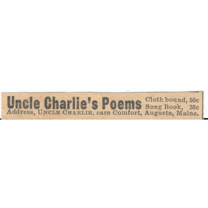 Uncle Charlie's Poems Augusta Maine Magazine Ad AF1-SS7