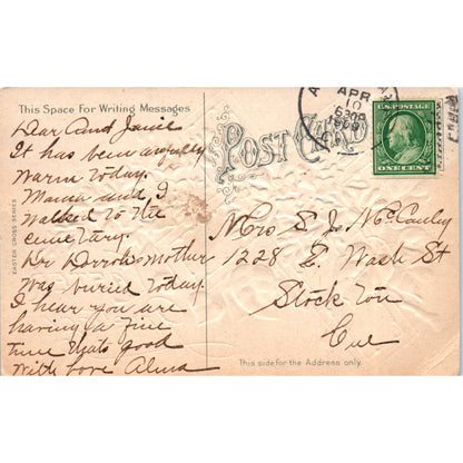 1909 Easter Postcard Embossed Lilies Cross Antique Postcard AF2-A4