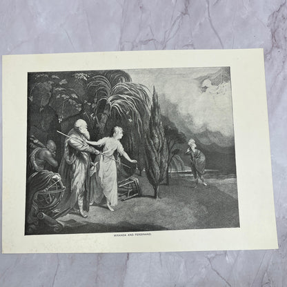 Miranda and Ferdinand Antique 8.5x11.5" Engraving Art Print V20