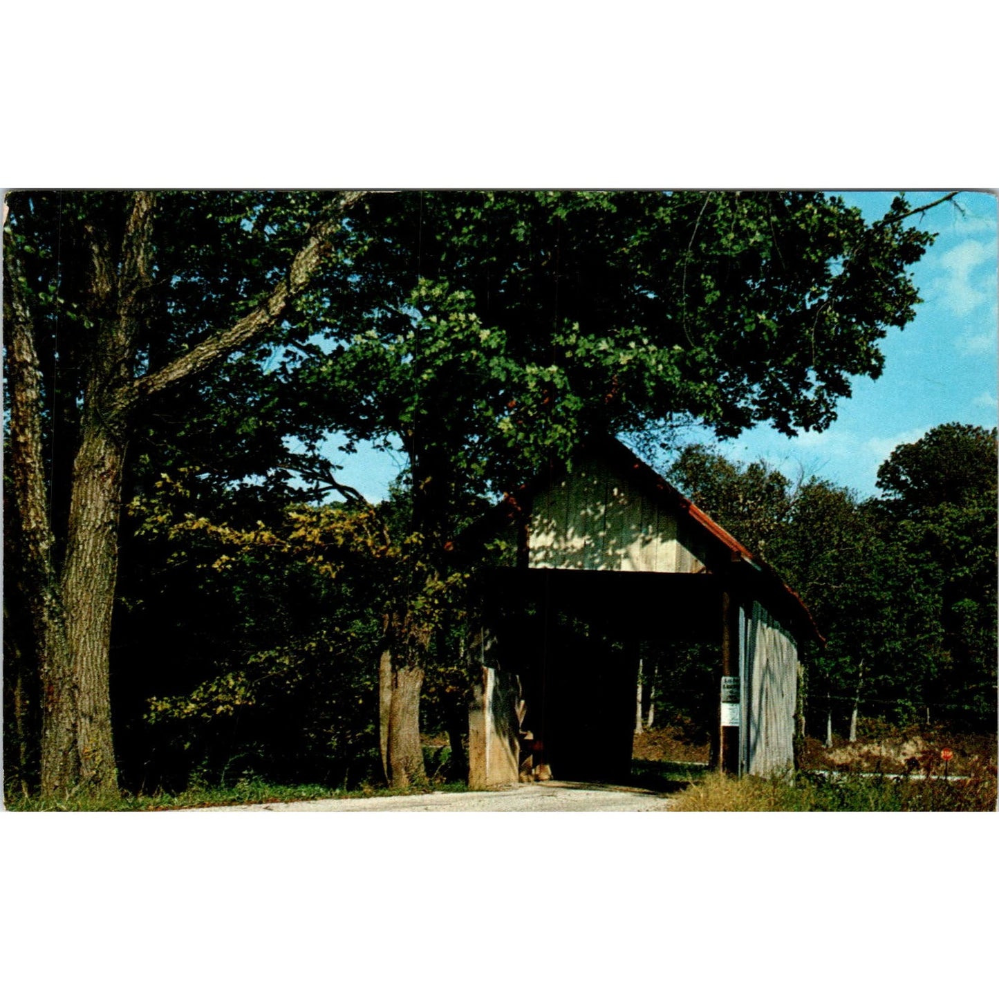 Cox Bridge Vinton's Shortest Creola Ohio Swan Twp Covered Bridge Postcard PC3