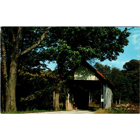 Cox Bridge Vinton's Shortest Creola Ohio Swan Twp Covered Bridge Postcard PC3