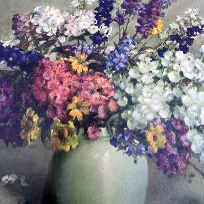 Phlox and Larkspur by Carle J Blenner Vintage Art Print Lithograph 9x12 FL6-3