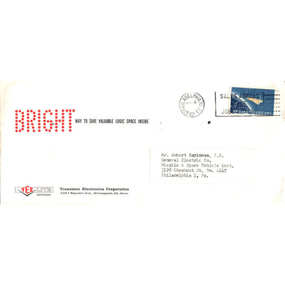 1962 Bright Transistor Electronics Corp Robert Sapinosa Envelope TH9-L2