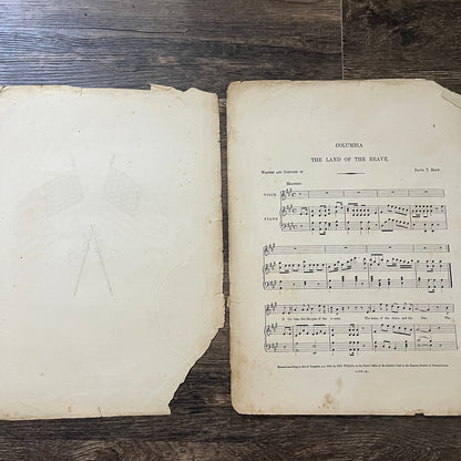 Columbia The Gem of the Ocean Davit T. Shaw 1861 Civil War Sheet Music V33-4