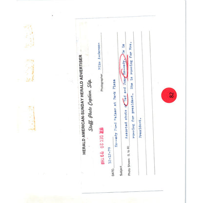 Ted & Joan Kennedy at Park Plaza Fundraiser 1979 8x10 Original Press Photo D1-P