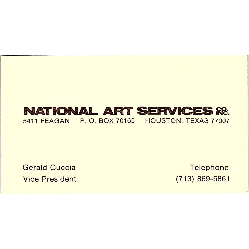 National Art Services Co Inc Gerald Cuccia Houston Vintage Business Card SE3-B12