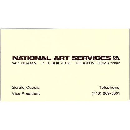 National Art Services Co Inc Gerald Cuccia Houston Vintage Business Card SE3-B12