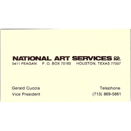 National Art Services Co Inc Gerald Cuccia Houston Vintage Business Card SE3-B12