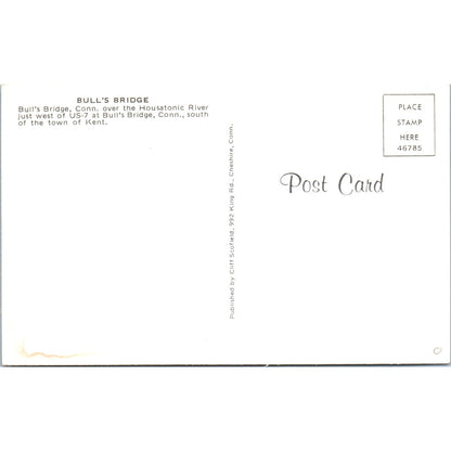 Bull's Bridge Housatonic River Kent CT Covered Bridge Postcard PB13