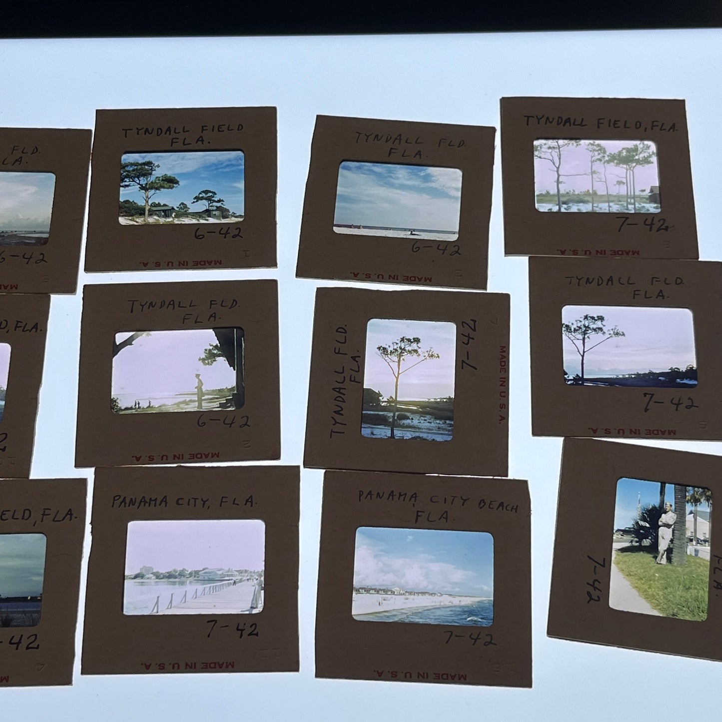 WWII 1942 - 12 Slides of Soldier at Tyndall Field, Panama City FL TB8-SL1
