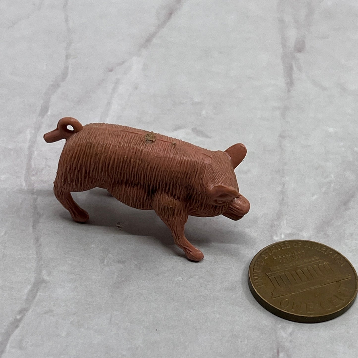 Vintage Miniature Plastic Pig Charm Figurine Hong Kong 1.5" SE2