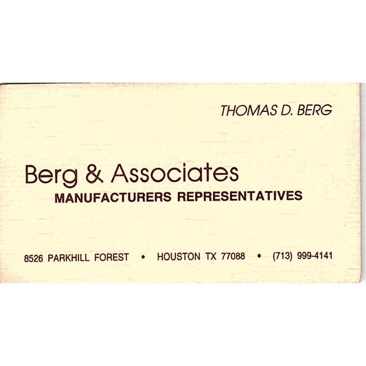 Thomas D Berg & Associates Houston Vintage Business Card SD9-B13