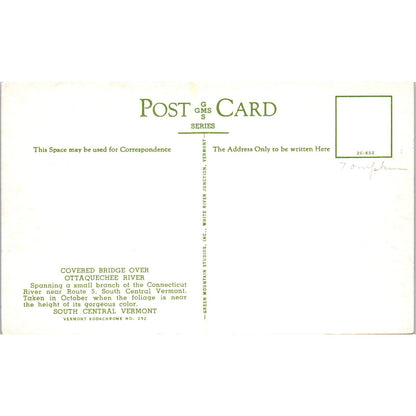 Covered Bridge Over Ottauquechee River VT Vintage Covered Bridge Postcard PD6