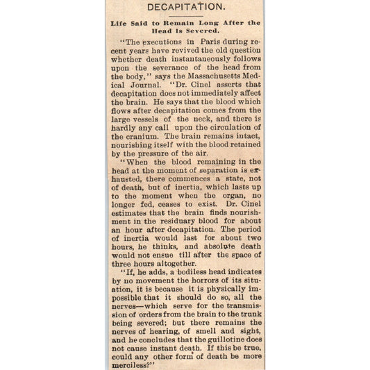 Decapitation Executions in Paris Milwaukee 1898 Newspaper Clip AF7-E12