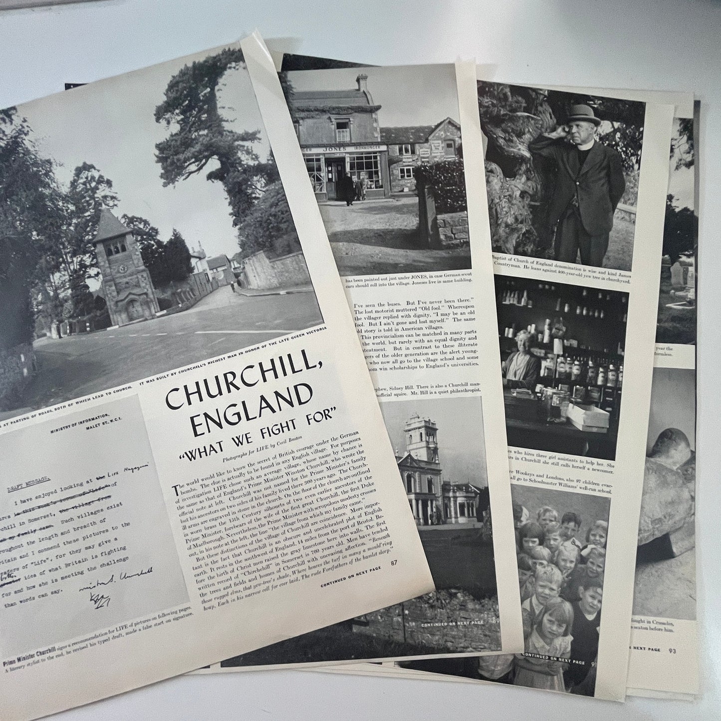 Churchill, England "What We Fight For" 5 Pages 1940s WWII Era Article V29-5