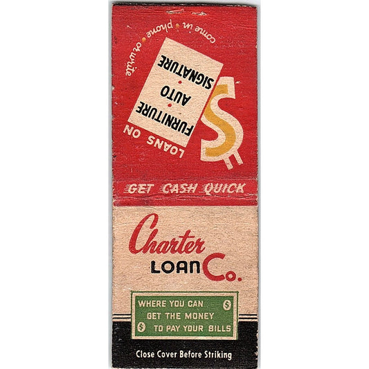 Charter Loan Co 226 Plymouth Bldg Minneapolis MN Vintage Matchbook Cover SE5-Y2