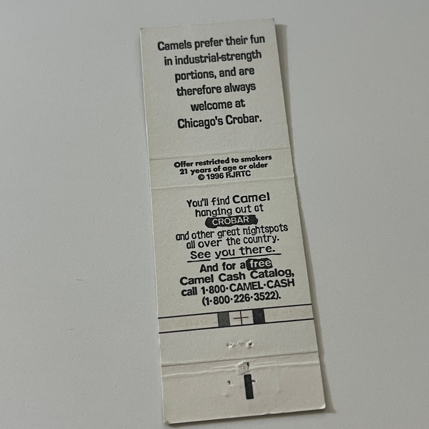 Crobar Chicago Camels Vintage Matchbook Cover MB59-4