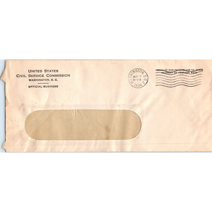 1936 United States Civil Service Commission Postal Cover Envelope TH9-L2