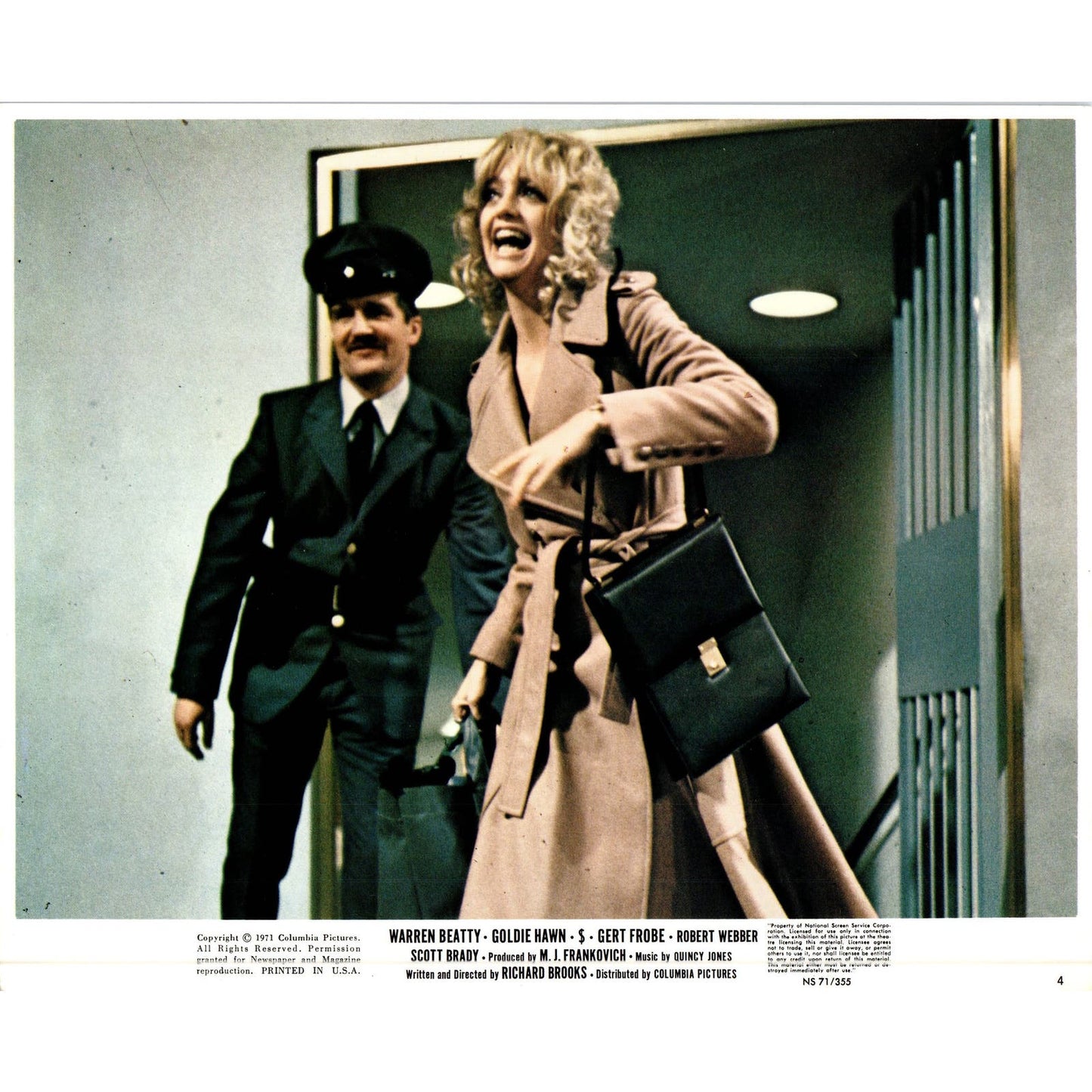 1971 $ Dollars The Heist Original Lobby Card Goldie Hawn Warren Beatty #4 AE6