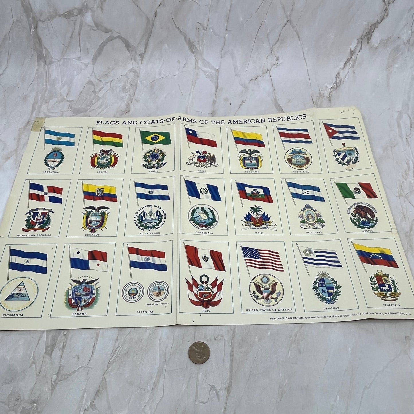 1961 Flags and Coats of Arms of American Republics Poster Pan American Union D10
