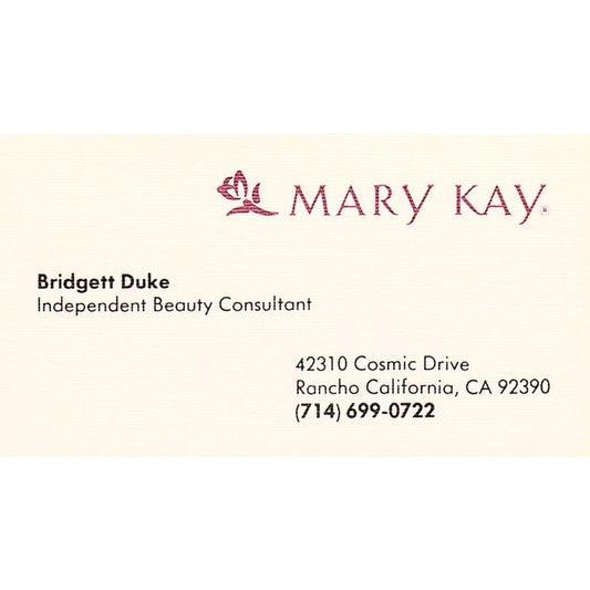 Bridgett Duke Mary Kay Consultant Rancho California Vtg Business Card SC9-B10