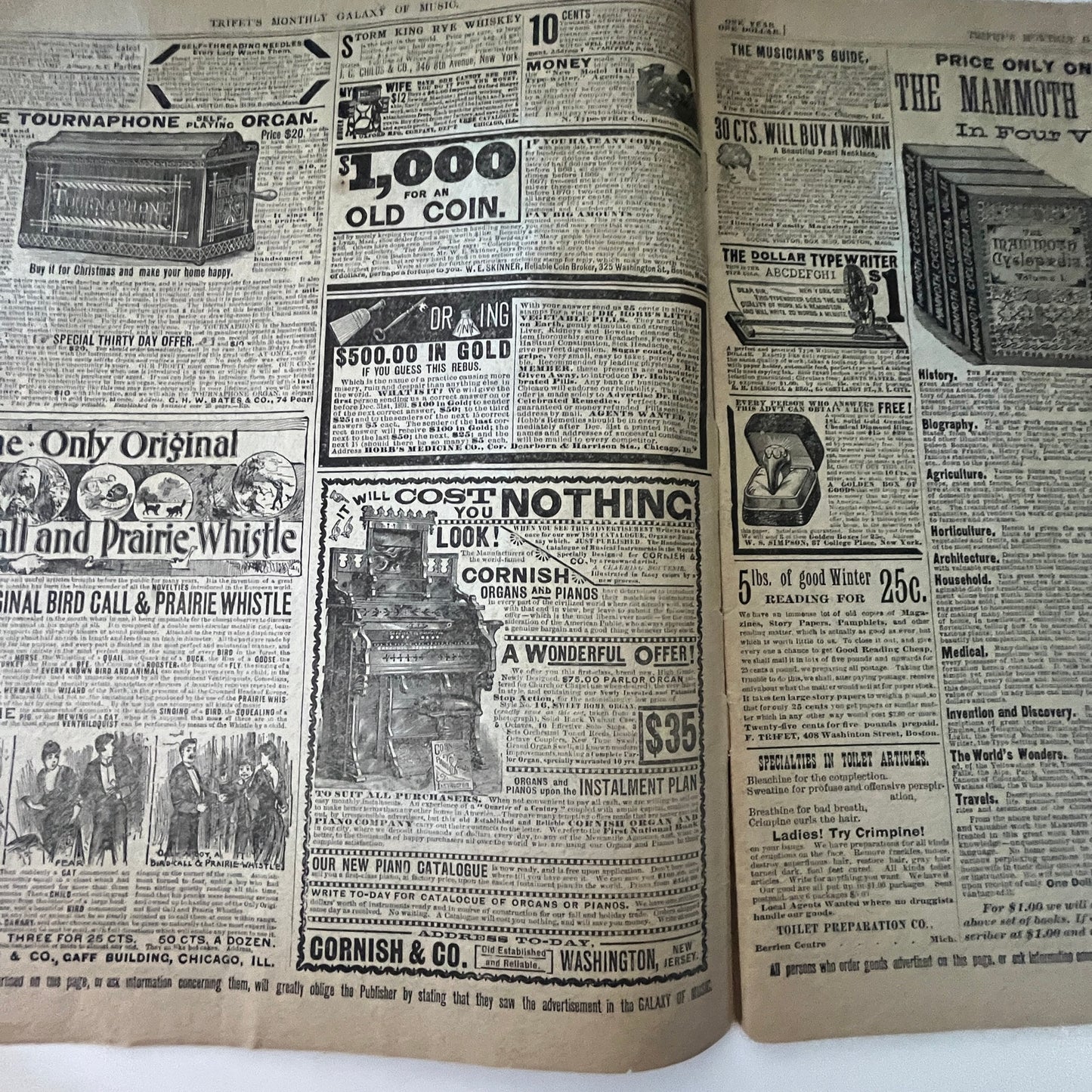 Trifet's Monthly Galaxy of Music 1889 Original Music Catalog Magazine V33-4