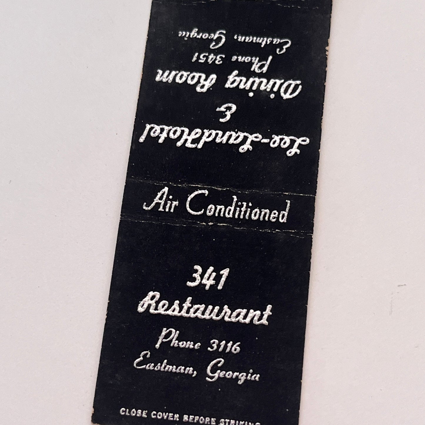 341 Restaurant Eastman Georgia Lee-Land Hotel Vintage Matchbook Cover TB6-MB2-3