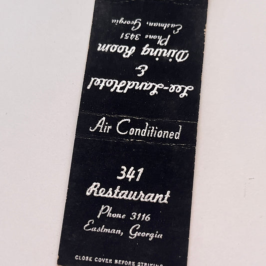 341 Restaurant Eastman Georgia Lee-Land Hotel Vintage Matchbook Cover TB6-MB2-3